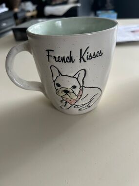 French bulldog French Kisses Ceramic Dog Mug - Mint Interior